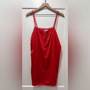 Vintage Miss Elaine Red Satin Lace Slip Dress Medium ILGWU USA Made